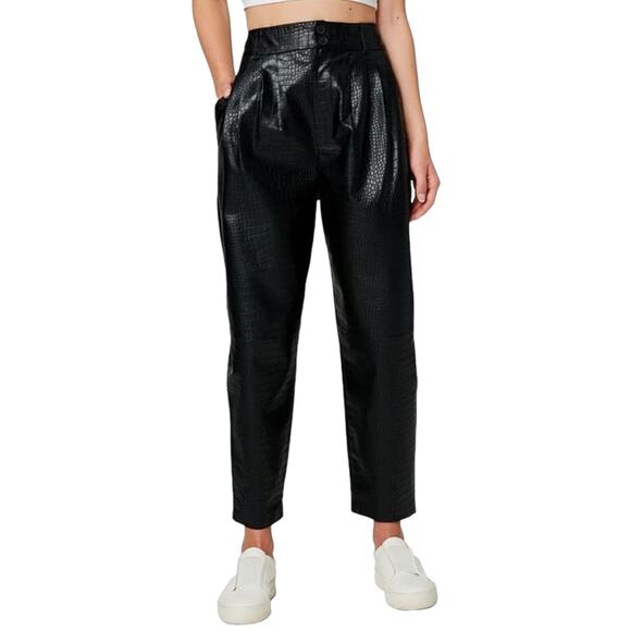 NWT Blank NYC Stay Real Black Vegan Leather Crocodile Print Pants 28 - Picture 1 of 9